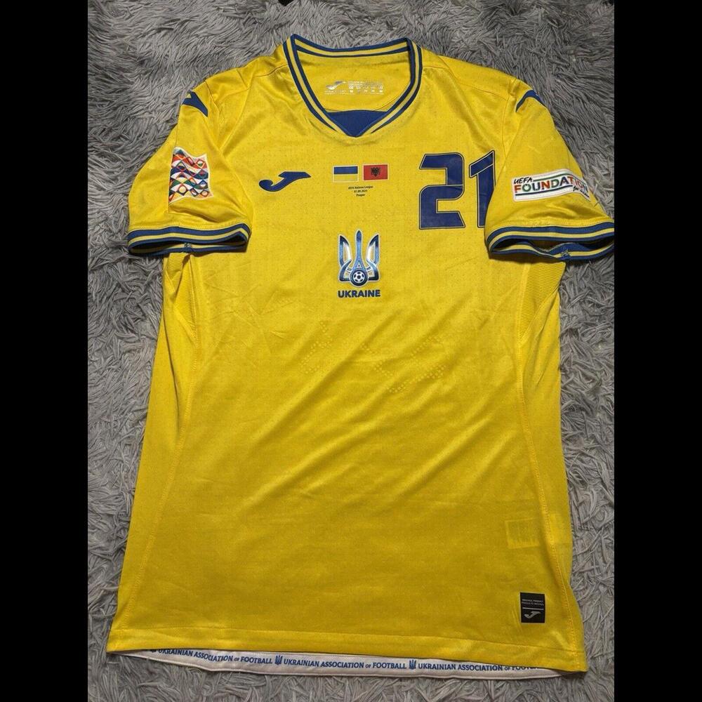 UKRAINE NATIONS LEAGUE 2024 VS ALBANIA MATCH WORN & SIGNED JERSEY KABAIEV #21